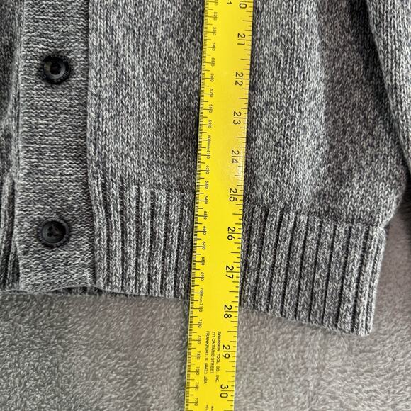 Chaps Cardigan Men M Heather Gray Grandpa Shawl V-Neck Button Up Sweater - Picture 11 of 12
